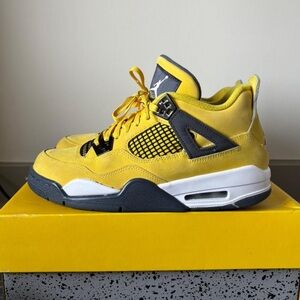 Air Jordan 4 Retro Yellow and Gray Sneakers